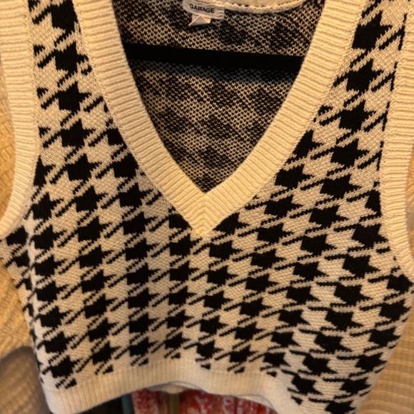 Garage Denim Cropped Houndstooth Vest Like New Size XS - Picture 2 of 3